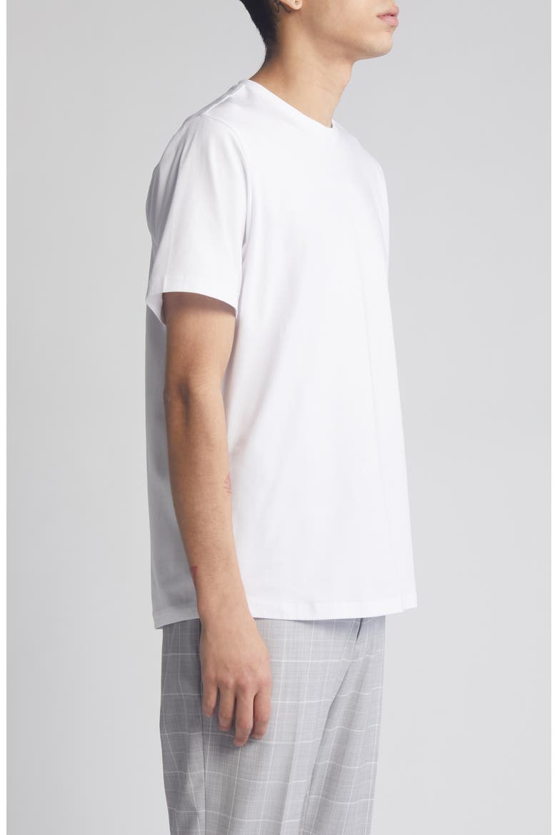 Crewneck Stretch Cotton T-Shirt, Alternate, color, WHITE