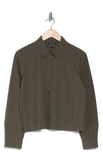 Eileen Fisher Classic Button-up Shirt In Grove