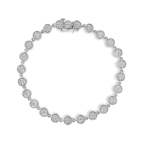 .925 Sterling Silver 2.0 Cttw Round Diamond Link Bracelet - 7.25"
