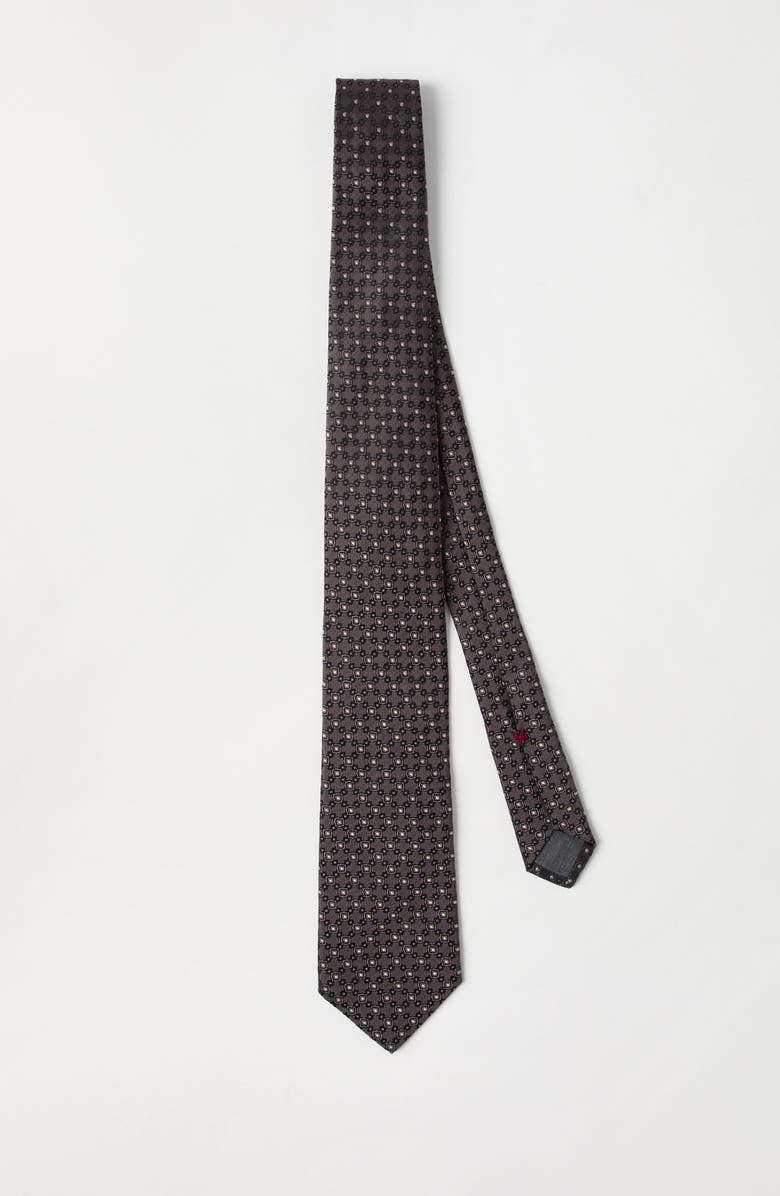 Brunello Cucinelli Necktie with jacquard pattern, Alternate, color, Hazelnut