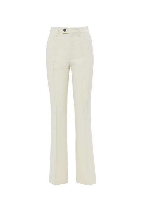 Topstitched Flared Trousers