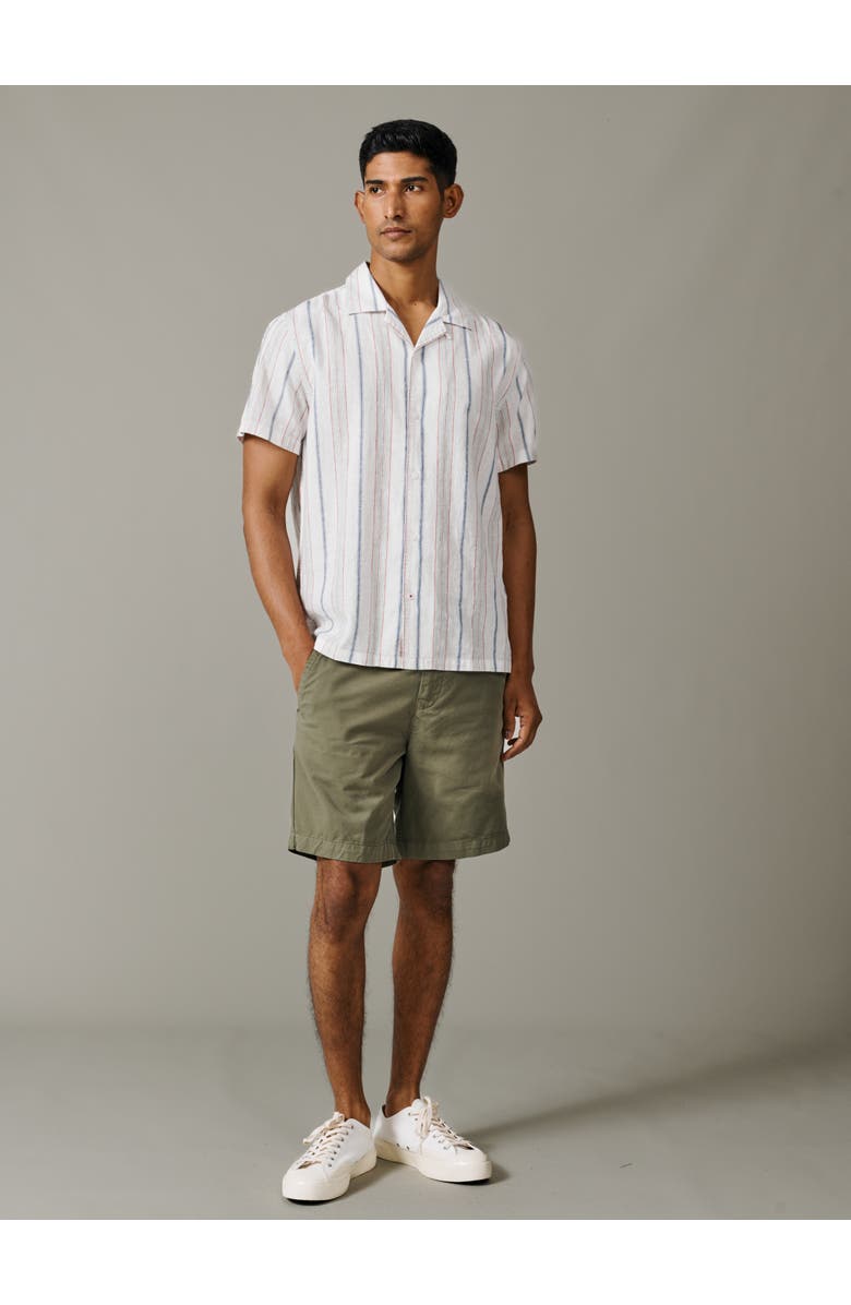 Aubin Abbey Cuban Collar Short Sleeved Shirt, Alternate, color, White Mix Stripe