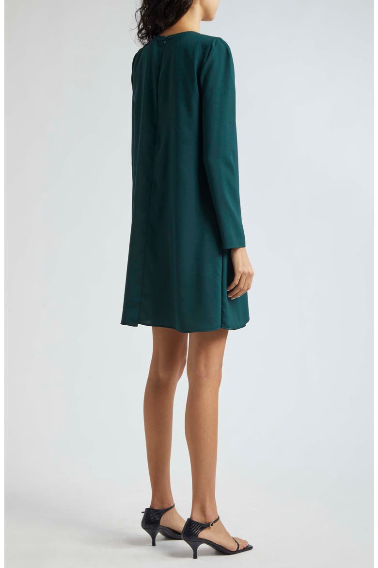 Ruffle Long Sleeve Crepe Shift Dress, Alternate, color, SOLID DARK GREEN