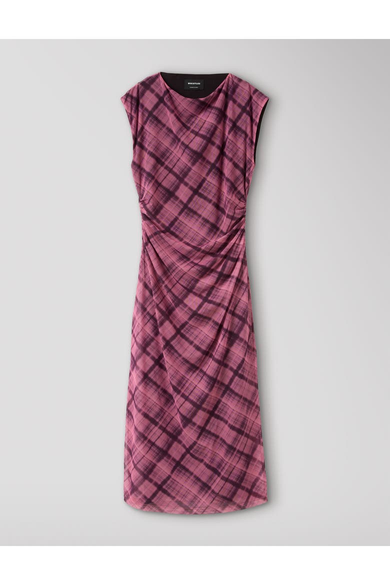 Twist Check Mesh Midi Dress, Alternate, color, Pink/Multi