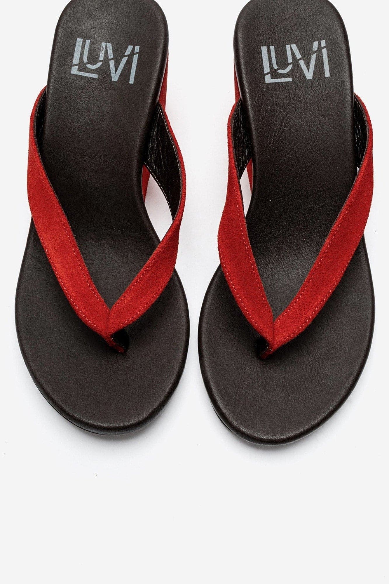 Pryon Leather Thong Wedge Sandal, Alternate, color, Red Suede