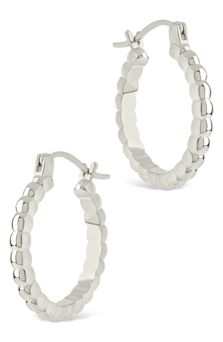 Sterling Forever Reggie Thin Bubble Hoop Earrings, Alternate, color, Silver