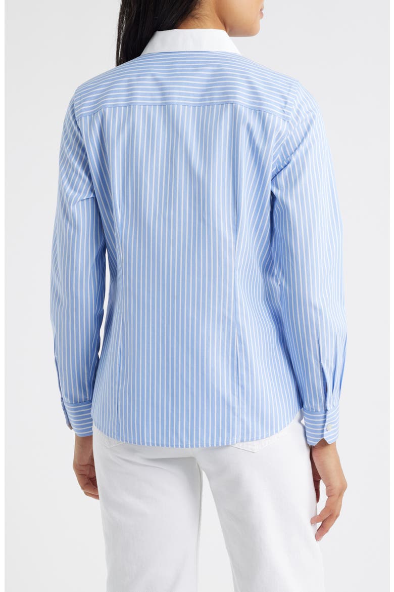 Dianna Stripe Non-Iron Cotton Shirt, Alternate, color, BLUE WHITE STRIPE