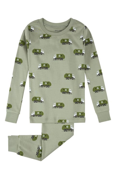 Kids' Recycling Truck Print Fitted Two-Piece Pajamas (Toddler & Little Kid)