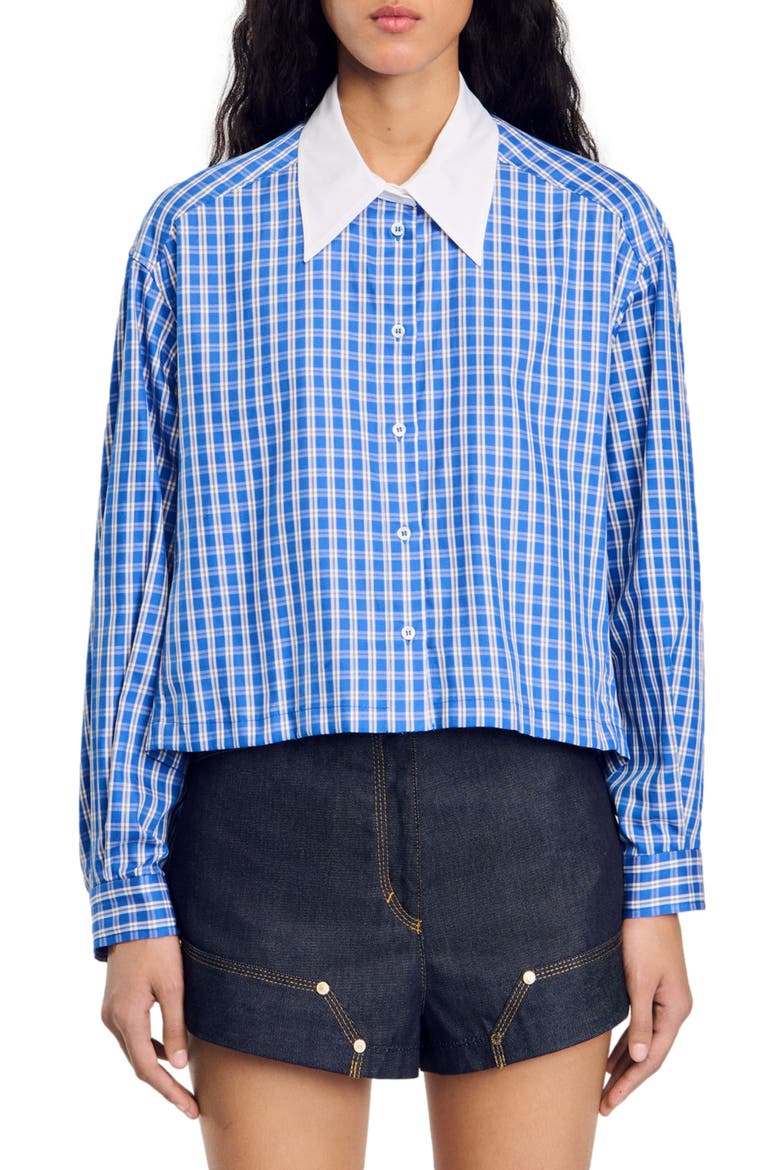 Short checked shirt, Main, color, Royal blue