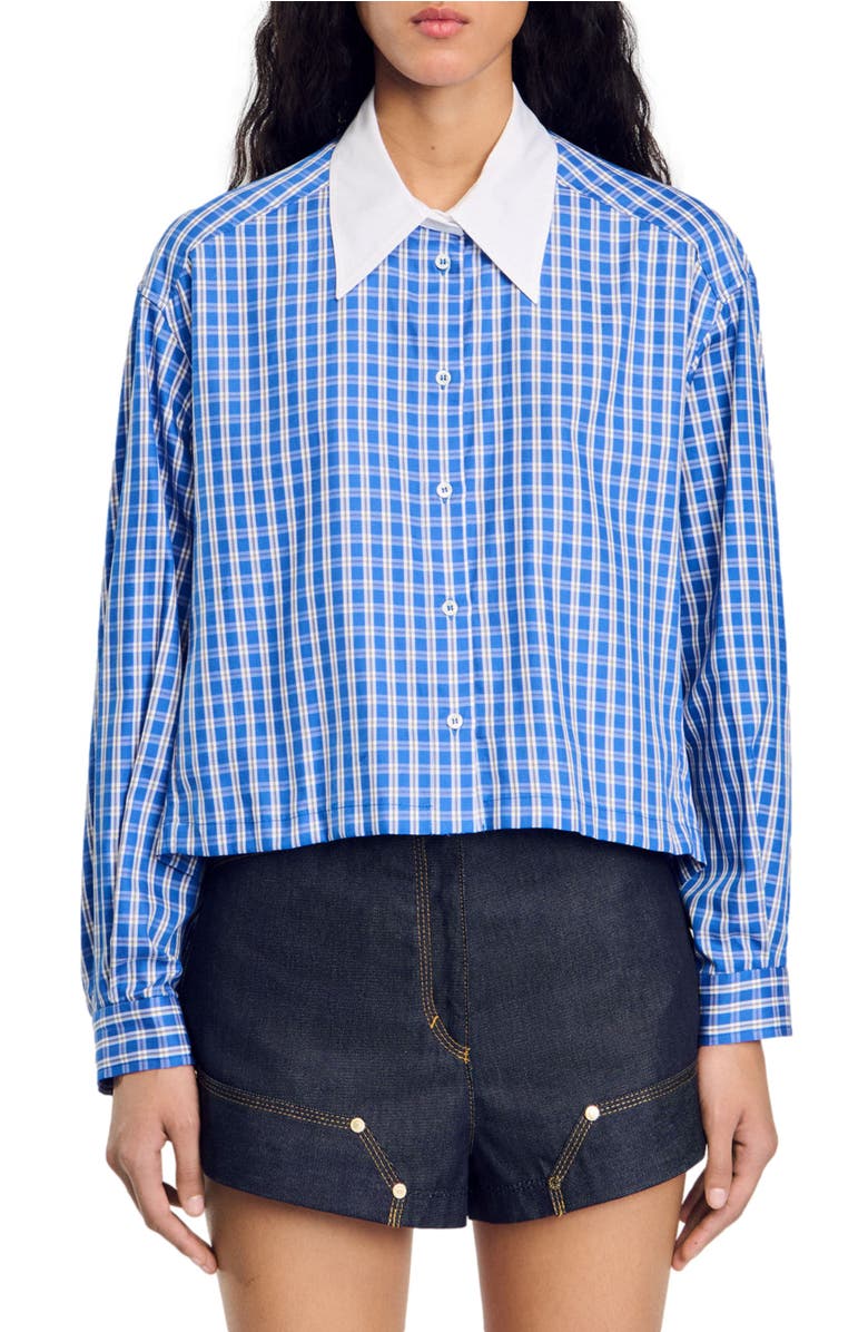SANDRO Short checked shirt, Main, color, 