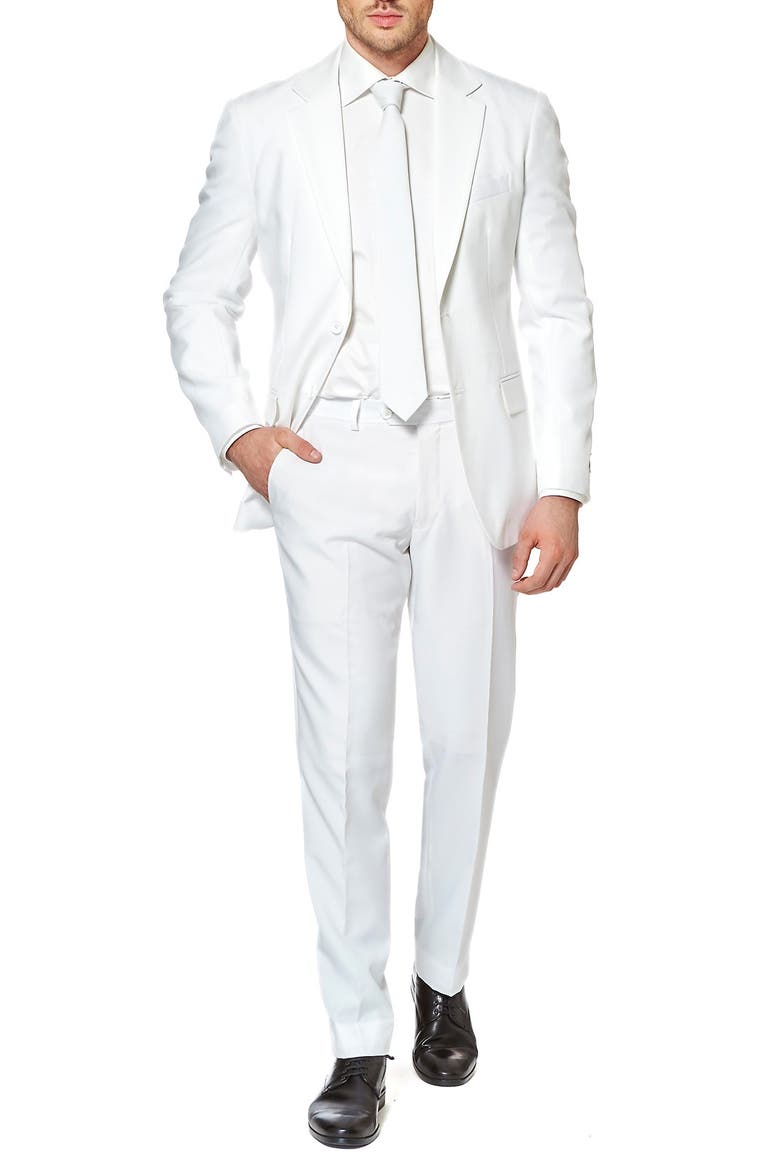 White Knight Slim Fit Two-Piece Suit & Tie Set, Main, color, NATURAL