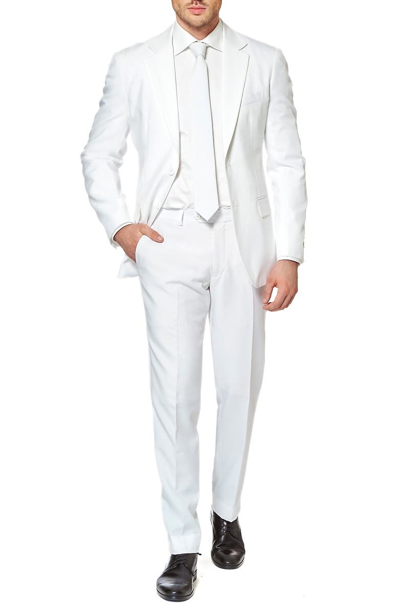 OppoSuits White Knight Trim Fit Two-Piece Suit with Tie, Main, color, Natural