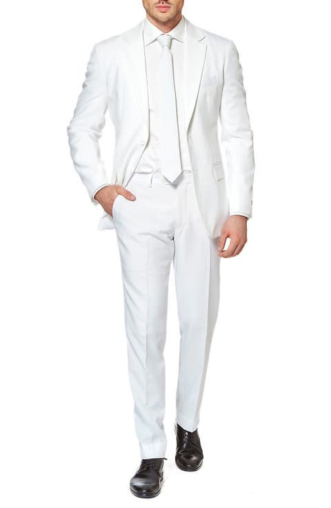 White Knight Trim Fit Two-Piece Suit with Tie