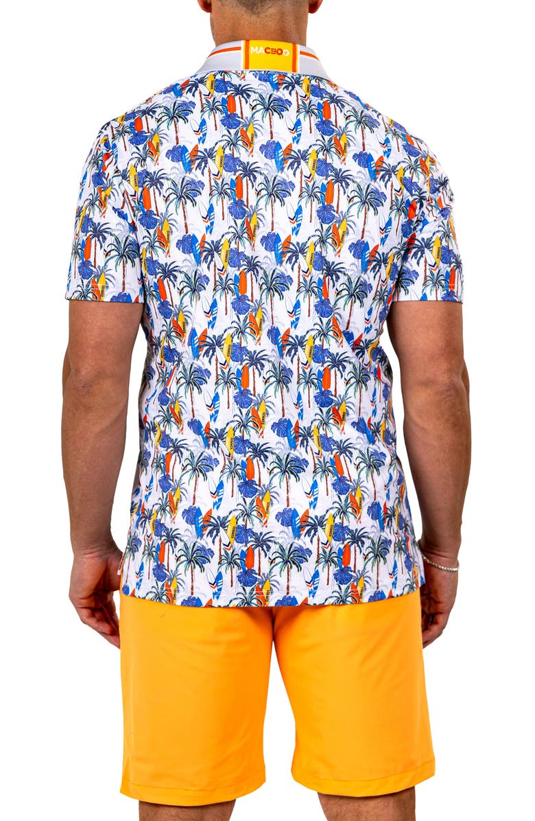 Maceoo Marthyr0024 White Surfboard Print Golf Polo, Alternate, color, 