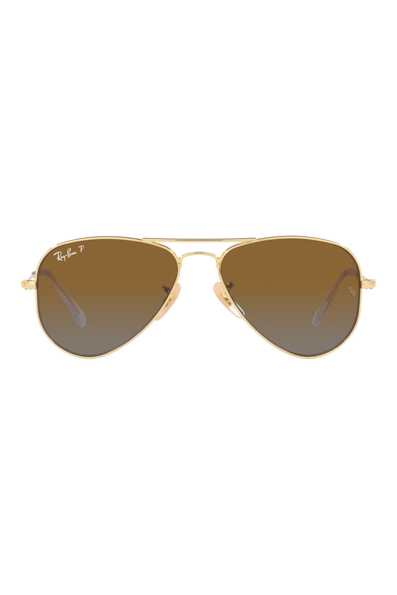 Kids' Junior Aviator 52mm Gradient Polarized Pilot Sunglasses, Main, color, GOLD FLASH