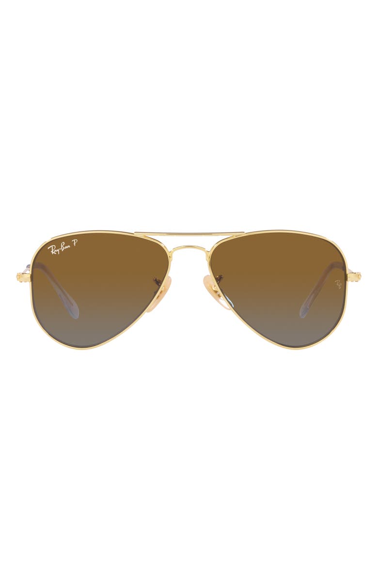 Ray-Ban Kids' Junior Aviator 52mm Gradient Polarized Pilot Sunglasses, Main, color, Gold Flash