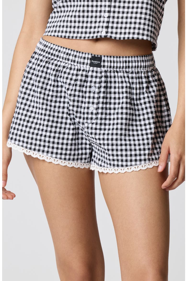 Cheeky Stretch Cotton Boxer, Main, color, BLACK/WHITE GINGHAM