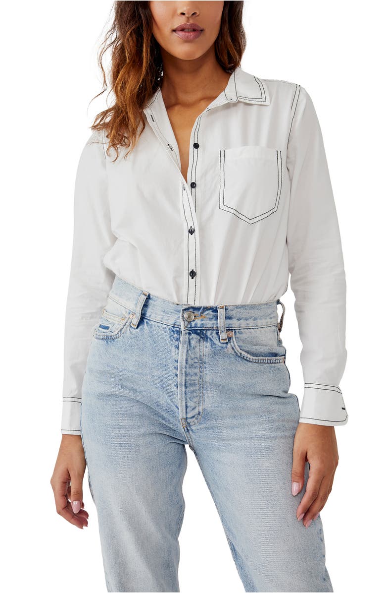 Free People Power Move Long Sleeve Button-Up Bodysuit | Nordstromrack