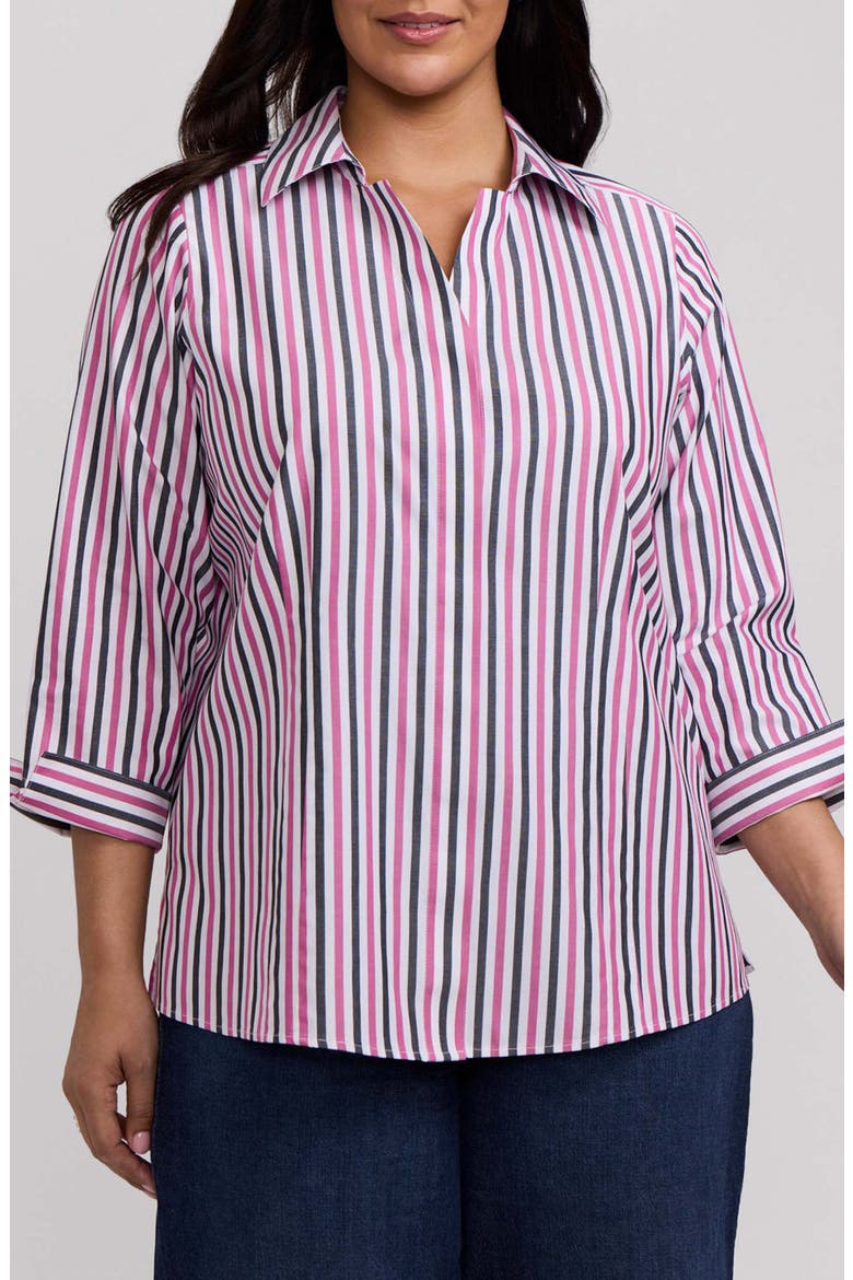 Taylor Stripe Cotton Button-Up Shirt, Main, color, POMEGRANATE RED/ MULTI