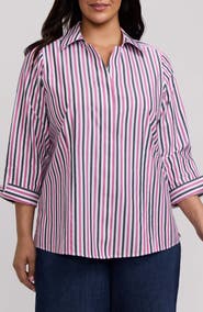Foxcroft Taylor Stripe Cotton Button-Up Shirt