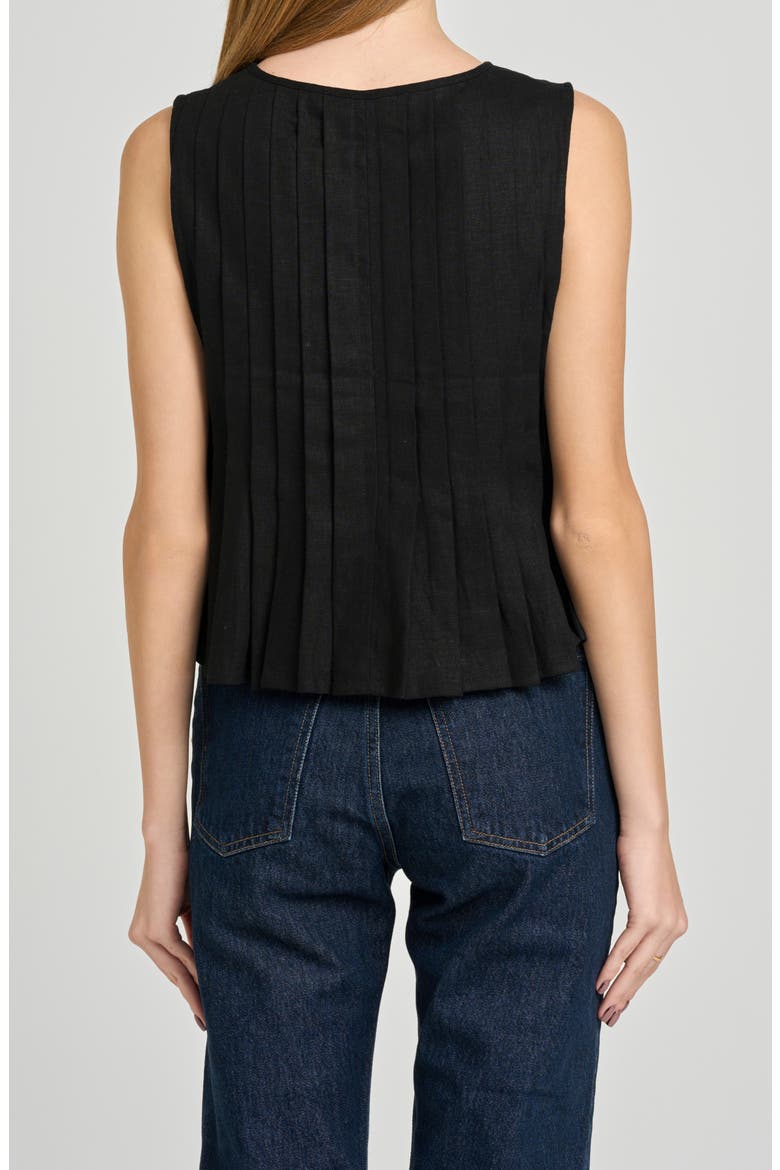 Romy Pleated Top, Alternate, color, BLACK