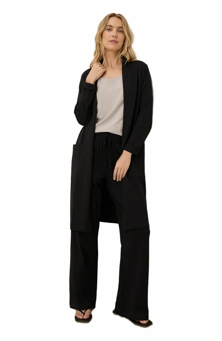 Pact Organic Cotton Cool Stretch Lounge Duster, Main, color, Black