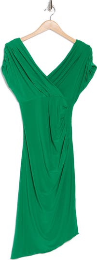 Cap Sleeve Asymmetric Hem Body-Con Dress