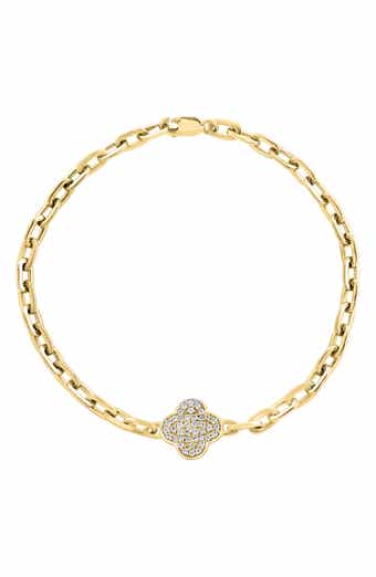 EFFY 14K Gold Plated Sterling Silver Pavé Diamond Clover Bracelet