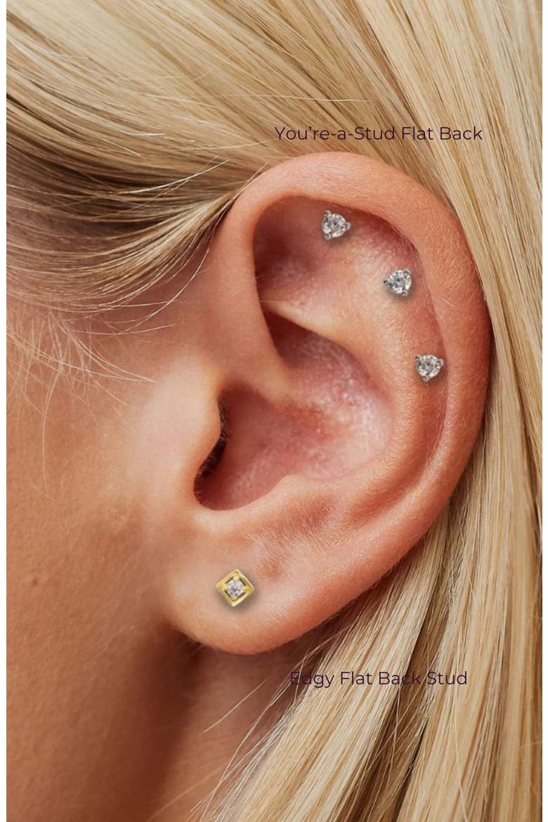 You're-a-Stud Flat Back Stud, Alternate, color, Yellow Gold