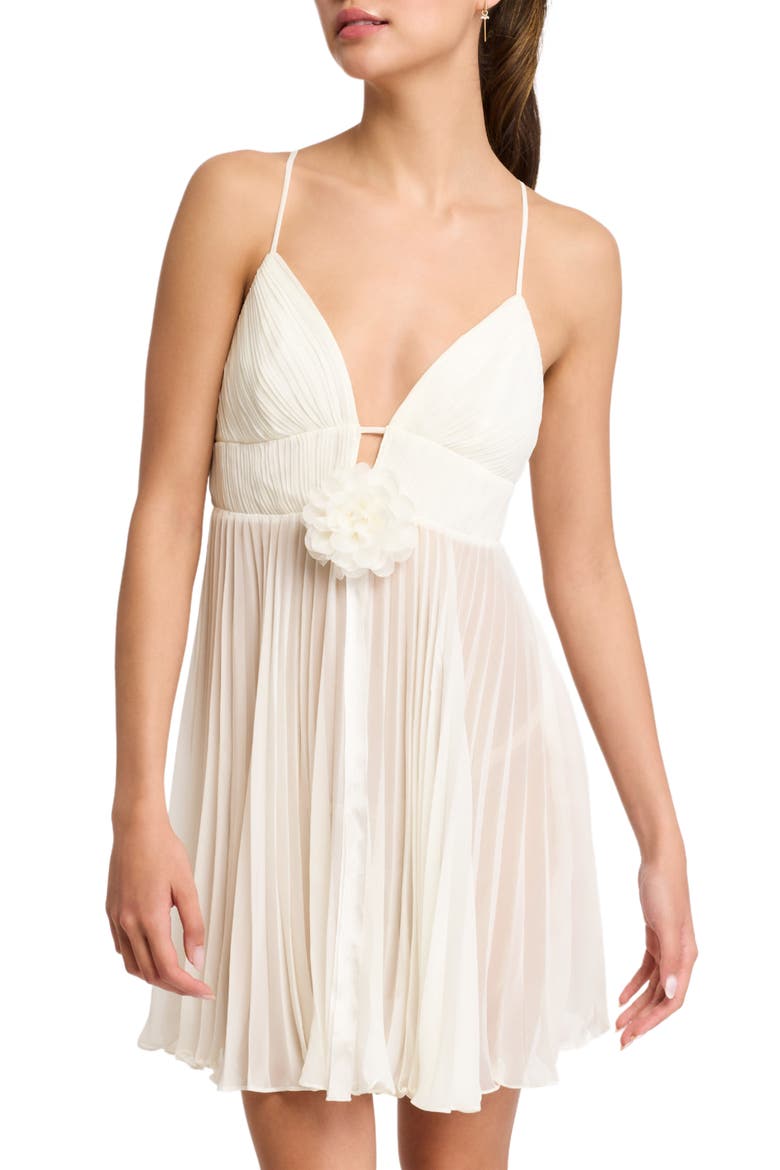 Shirin Rosette Pleated Chiffon Chemise, Main, color, IVORY