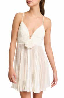 Rya Collection Shirin Rosette Pleated Chiffon Chemise