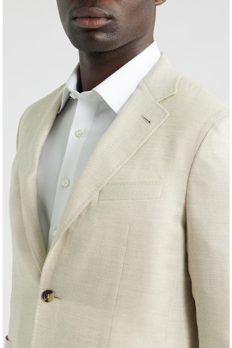 Kei Trim Fit Herringbone Sport Coat, Alternate, color, BEIGE