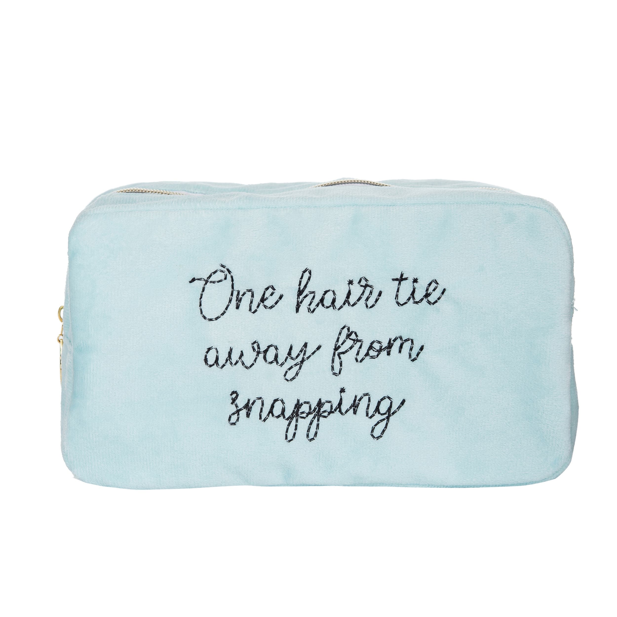 One Hair Tie Away Large Velvet Bag Polyester Blue, Main, color, Blue