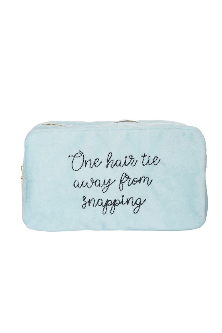 One Hair Tie Away Large Velvet Bag Polyester Blue, Main, color, Blue