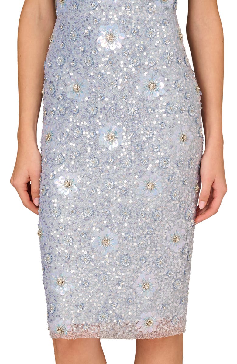 Aidan Mattox by Adrianna Papell Floral Beaded Cocktail Sheath Dress, Alternate, color, 