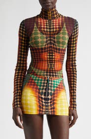 Jean Paul Gaultier Re-Edition Polka Dot Trompe l'Oeil Long Sleeve Mesh Top