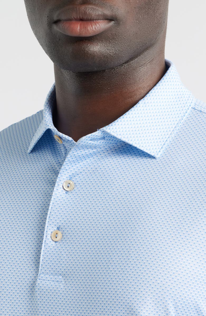Peter Millar Medina Microprint Performance Jersey Polo, Alternate, color, Bluebird
