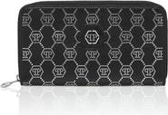 PHILIPP PLEIN Rounded Zip Wallet Monogram Strass Women