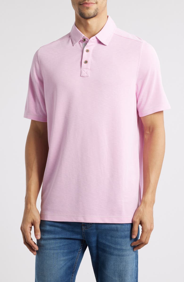 Johnston & Murphy Vintage Slub Jersey Polo, Main, color, Hot Pink