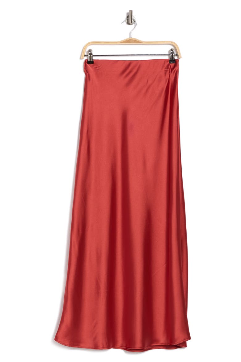 Satin A-Line Skirt, Alternate, color, RUST