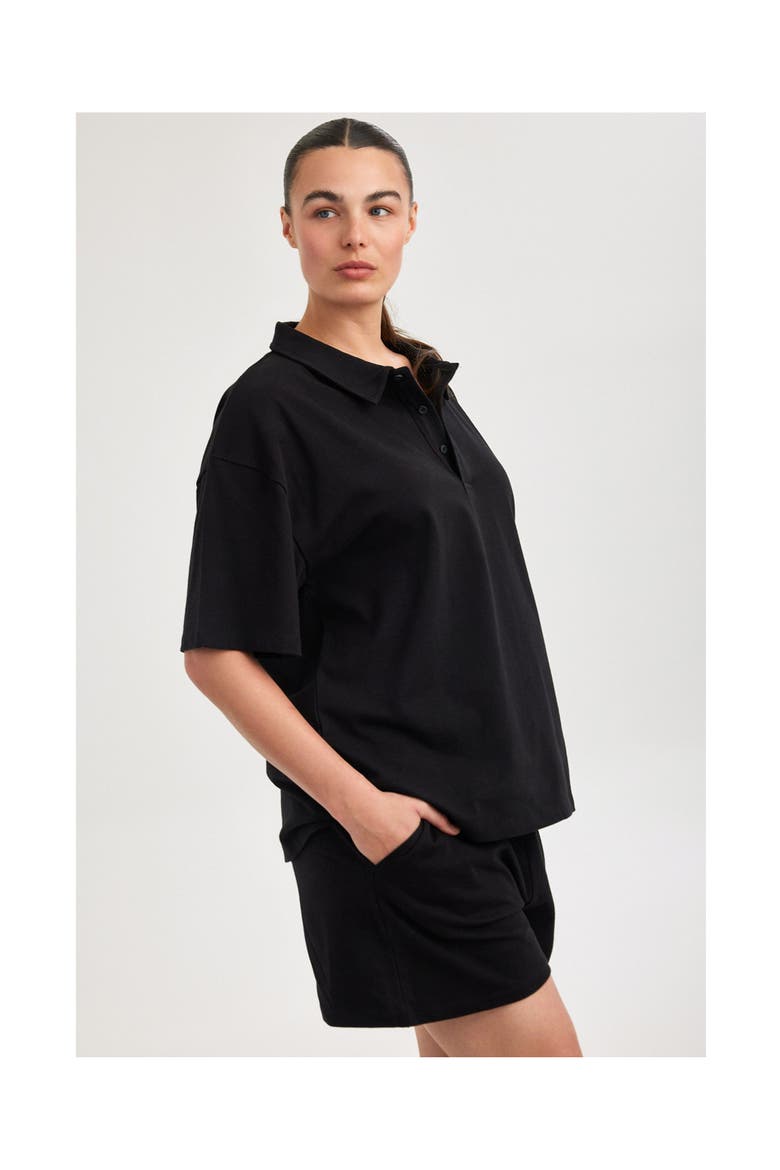 Summer Lounge Cotton Polo T Shirt, Alternate, color, Black
