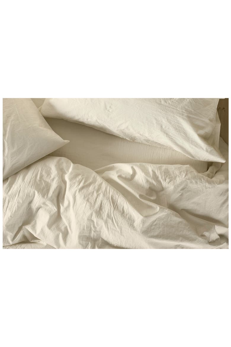 Crinkled Organic Cotton Percale Sheet Set, Alternate, color, UNDYED