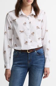 Barbour Brambles Dog Print Cotton Button-Up Shirt