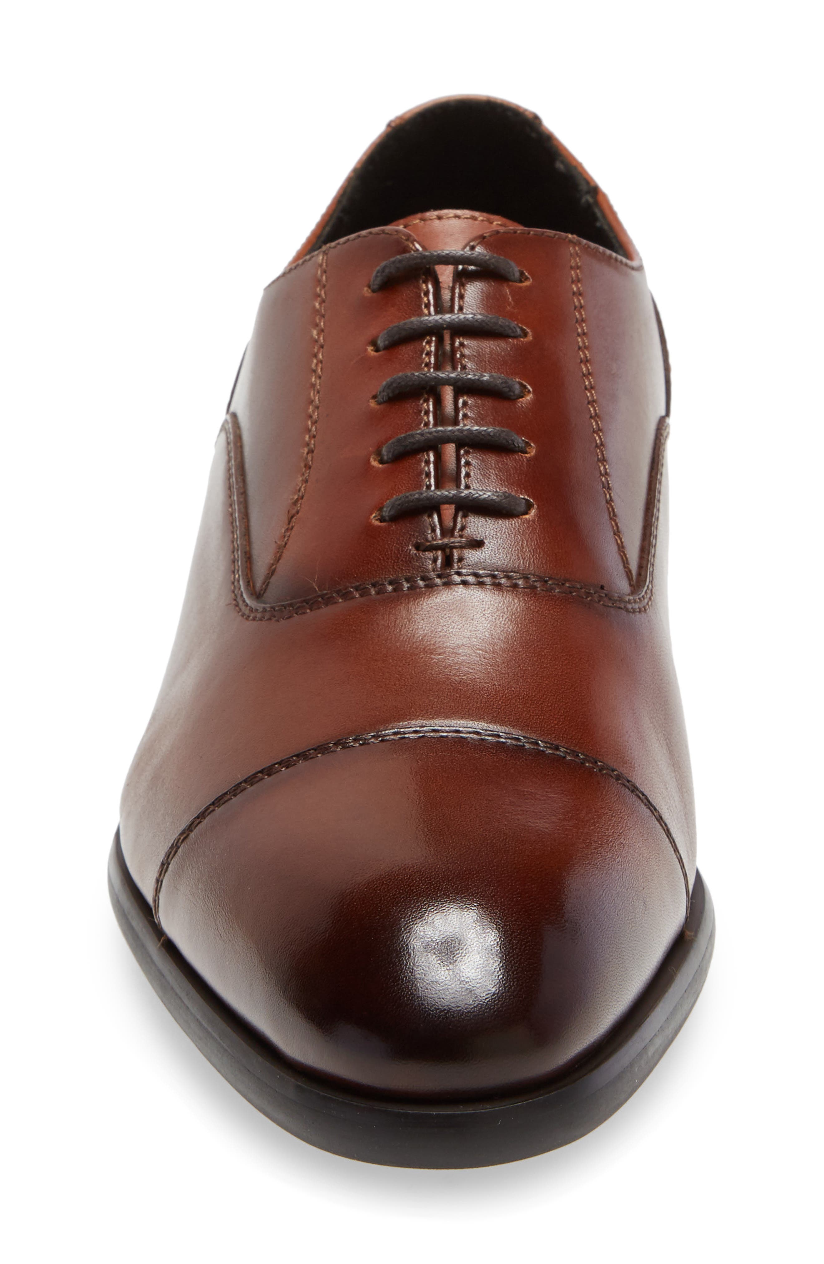 Nordstrom Dane Cap Toe Oxford, Alternate, color, Brown Leather