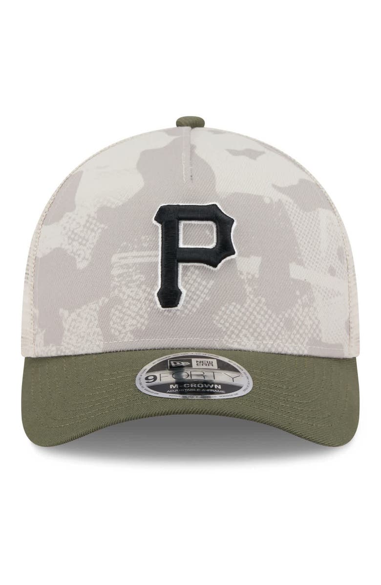 New Era Men's New Era Light Beige/Olive Pittsburgh Pirates 2025 Armed Forces Day 9FORTY M-Crown A-Frame Adjustable Hat, Alternate, color, Light Beige