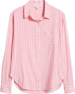 beachlunchlounge Campbell Directional Stripe Long Sleeve Cotton Blend Button-Up Shirt