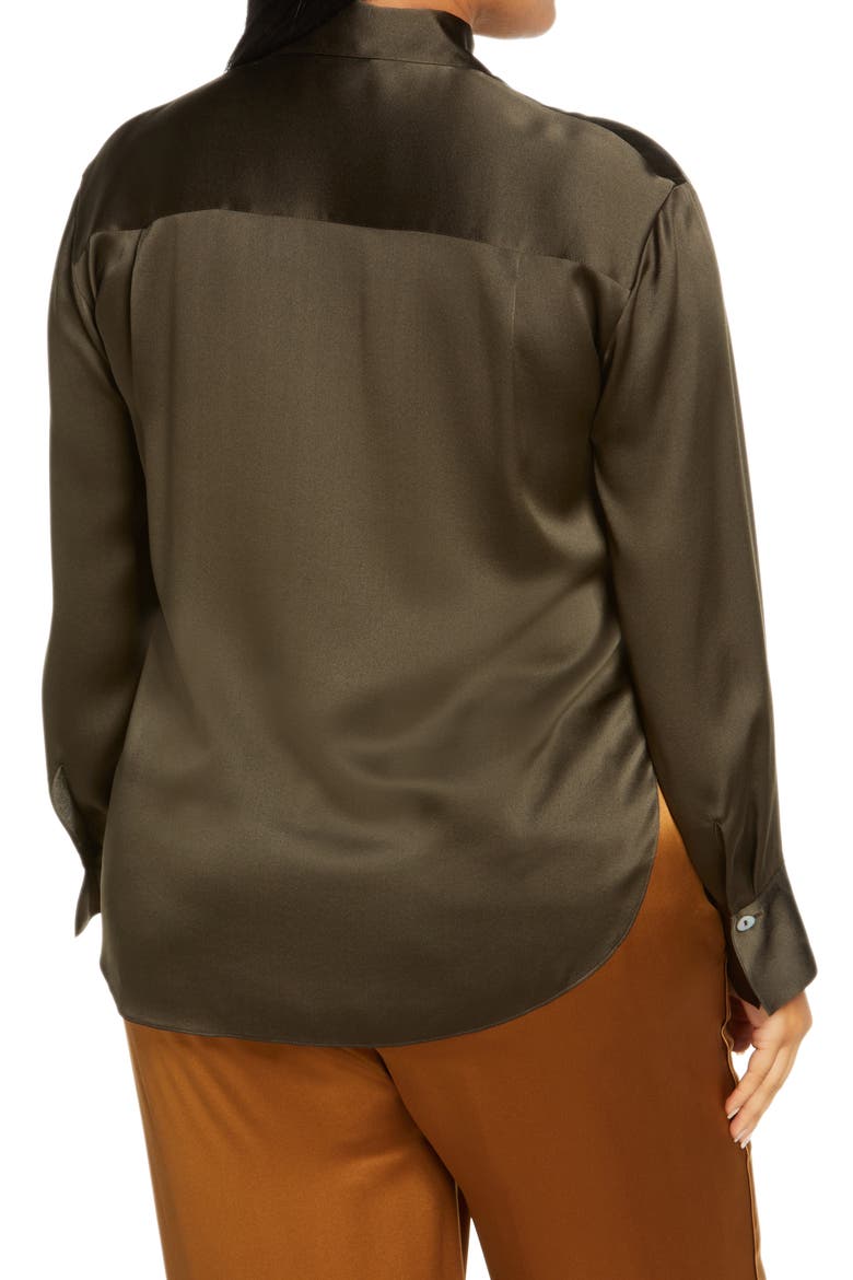 Relaxed Button-Up Silk Blouse, Alternate, color, EDEN
