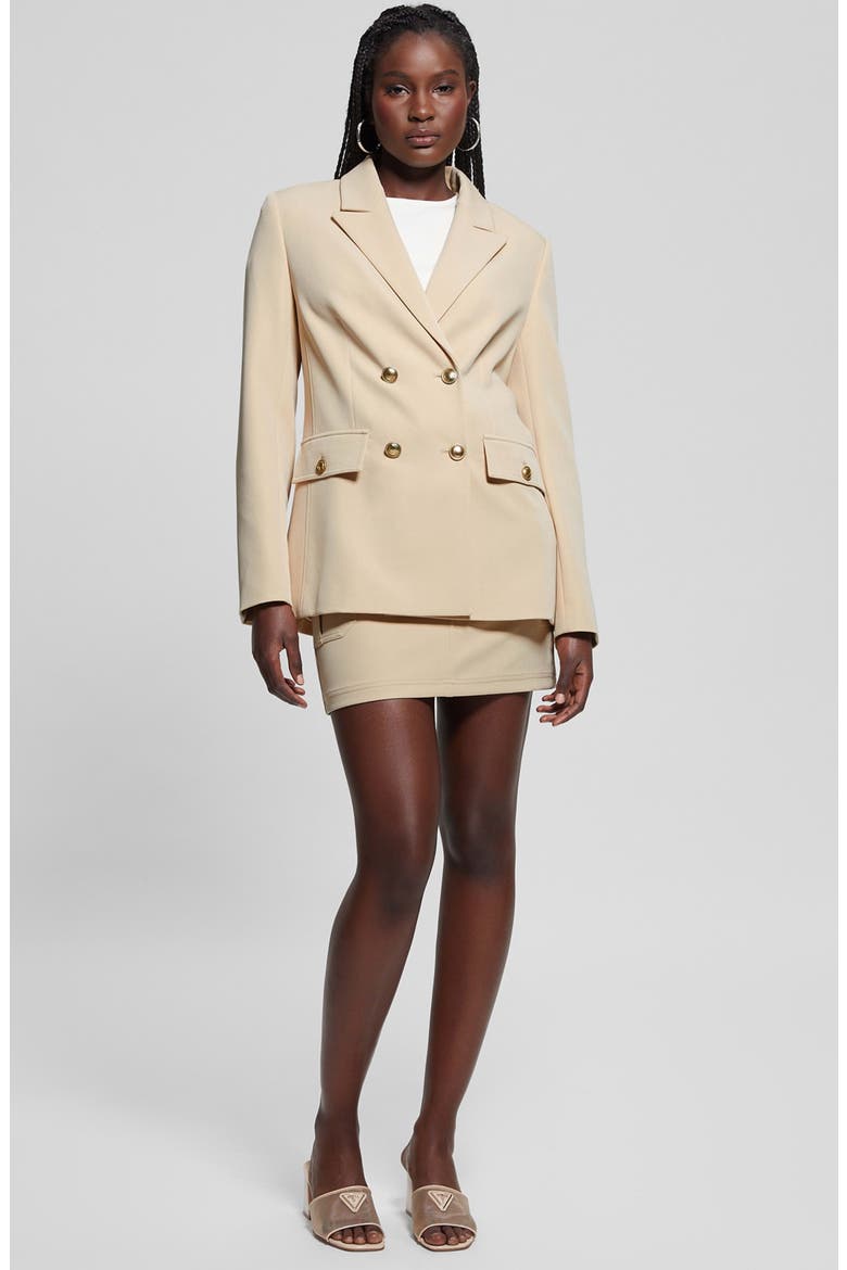 Fiona Double Breasted Stretch Twill Blazer, Alternate, color, FOAMY TAUPE