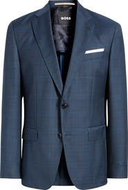 BOSS Hutson Slim Fit Plaid Wool Sport Coat
