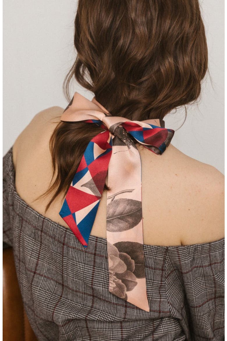 Prism Skinny Silk Scarf, Alternate, color, RED